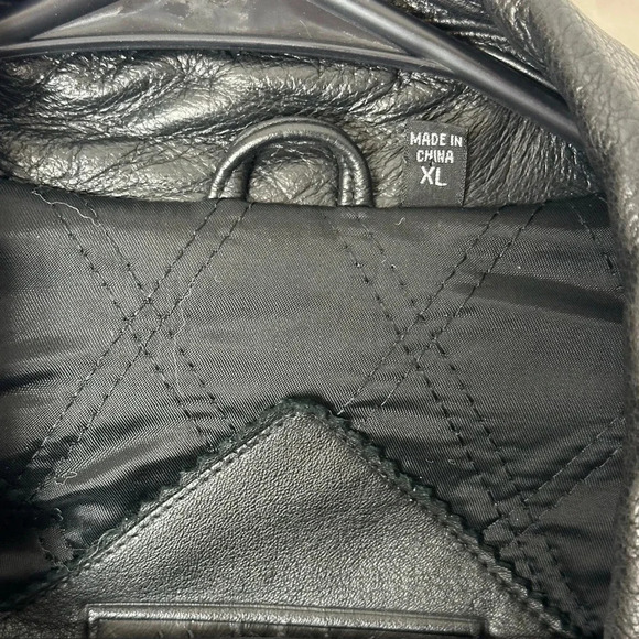 Roundtree & YorkBlack Men's Leather Button Front Jacket Coat Size XL - Picture 4 of 5